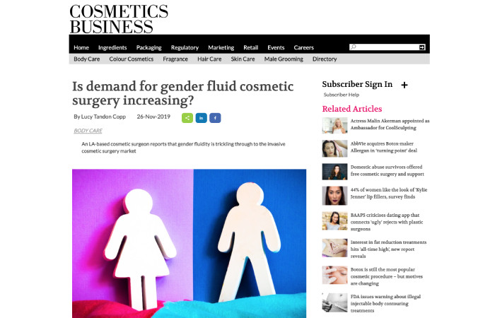 Screen of the press release on the website cosmeticsbusiness.com