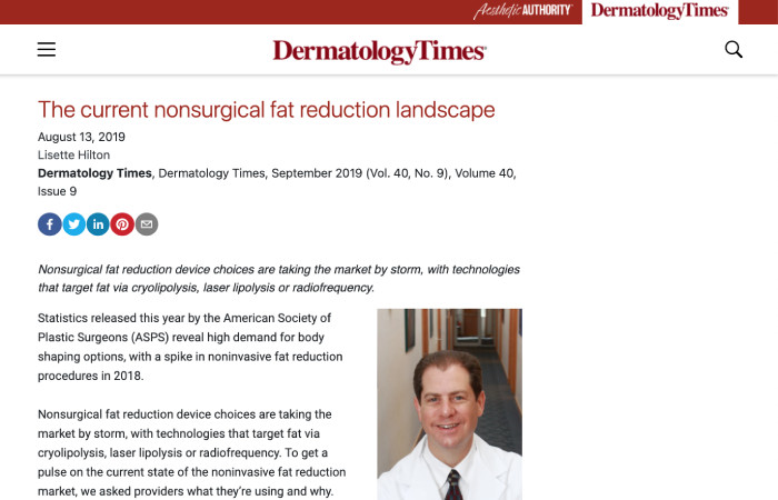 Screen of the press release on the website dermatologytimes.com