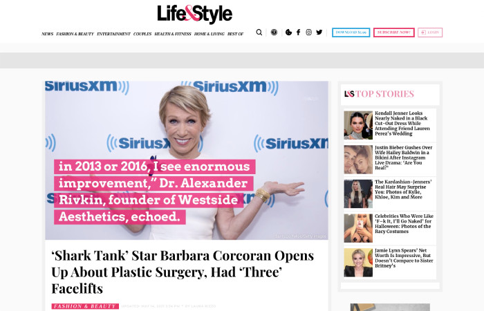 Screen of the press release on the website lifeandstylemag.com