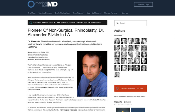 Screen of the press release on the website medicalspamd.com