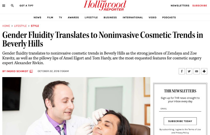 Screen of the press release on the website hollywoodreporter.com