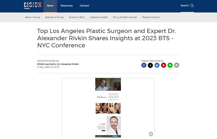 Top Los Angeles Plastic Surgeon and Expert Dr. Alexander Rivkin Shares Insights at 2023 BTS - NYC Conference article screenshot